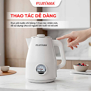 Ấm Siêu Tốc Nhiệt Kế Retro Fujiyama FK1810 1.8L – Inox 304 2 Lớp An Toàn – Hiển Thị Nhiệt Độ – Tự Ngắt Khi Sôi