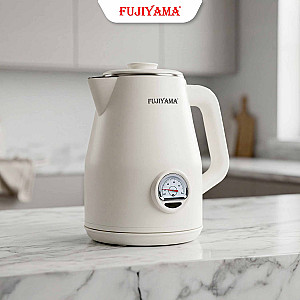 Ấm Siêu Tốc Nhiệt Kế Retro Fujiyama FK1810 1.8L – Inox 304 2 Lớp An Toàn – Hiển Thị Nhiệt Độ – Tự Ngắt Khi Sôi