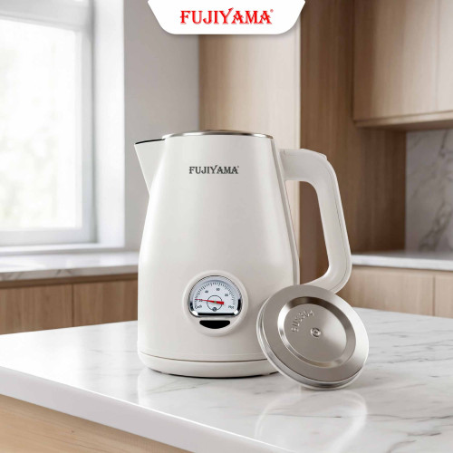 Ấm Siêu Tốc Nhiệt Kế Retro Fujiyama FK1810 1.8L – Inox 304 2 Lớp An Toàn – Hiển Thị Nhiệt Độ – Tự Ngắt Khi Sôi