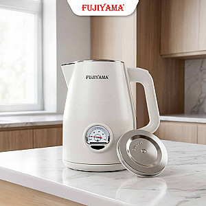 Ấm Siêu Tốc Nhiệt Kế Retro Fujiyama FK1810 1.8L – Inox 304 2 Lớp An Toàn – Hiển Thị Nhiệt Độ – Tự Ngắt Khi Sôi