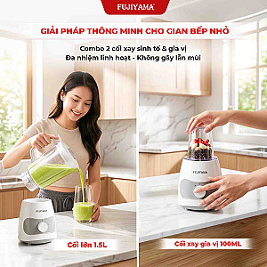 Máy Xay Sinh Tố Fujiyama BL816 - Bộ 2 Cối Đa Năng, Chất Liệu ABS An Toàn, Bền Bỉ – Công Suất 600W