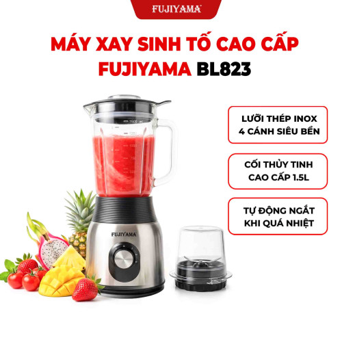 Máy Xay Sinh Tố Fujiyama BL823- Cối Thủy Tinh 1.5L và cối phụ 150ml xay thô - Công Suất 600W